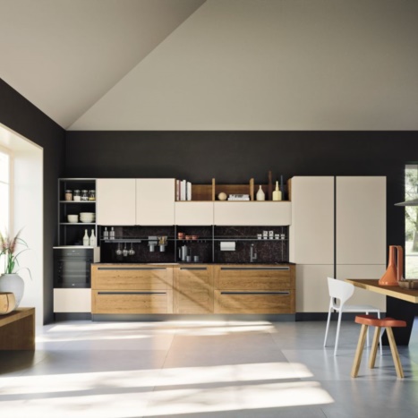 Cucina frame in rovere e laccato bianco 