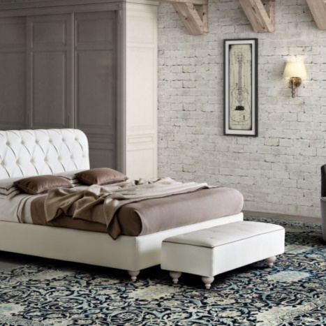 Letto Raffaello. Rivestimento disponibile, tessuto, pelle o similpelle. Con o senza contenitore. 